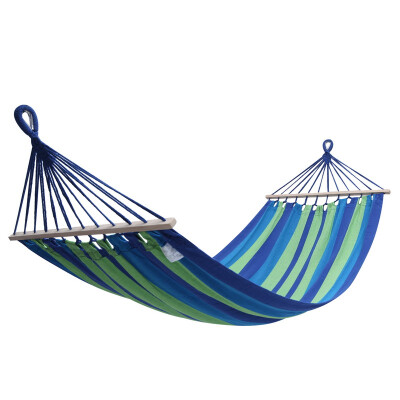 

Kiln KingCamp Hammock Swing Wooden Cloth Flattening Anti-rollover Reinforcement at both ends of the wear-resistant outdoor indoor chair 2m * 1m to send the hammock rope KG3762 dark blue stripes