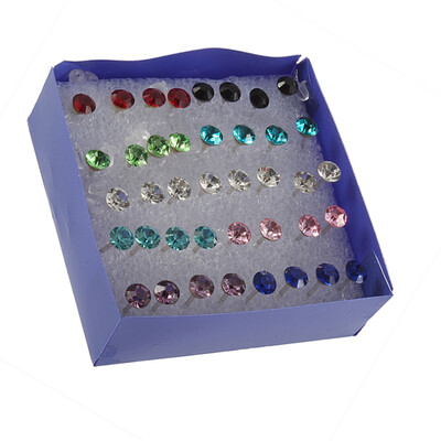 

Fashion 1 Box of 20 Pairs Clear Crystal Ear Studs Earrings Allergy