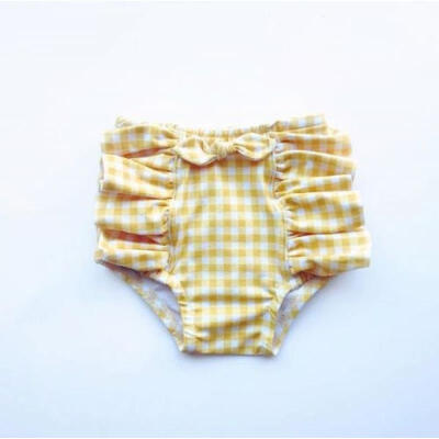 

AU Newborn Baby Girl Sunflower Tops Vest Plaid Shorts Briefs 3Pcs Outfit Summer