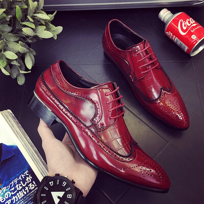 

JUQI Business Men Oxford Genuine Leather Shoes