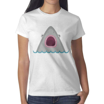 

Shark Birthday Sharks Decor Womens White T-Shirt Cotton Lightweight T-Shirts