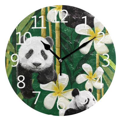 

Wall Clock Arabic Numerals Design Bamboo Floral Panda Round