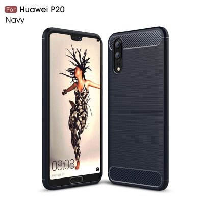 

Fivice Huawei P20 case Luxury brushed carbon fiber TPU soft shell