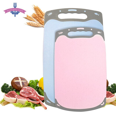 

2PCSSet Chopping Blocks Cutting Mat Cutting Pad Non-slip Wheat Straw Handle Cutting Board Easy Clean Anti-greasy Kitchen Tools