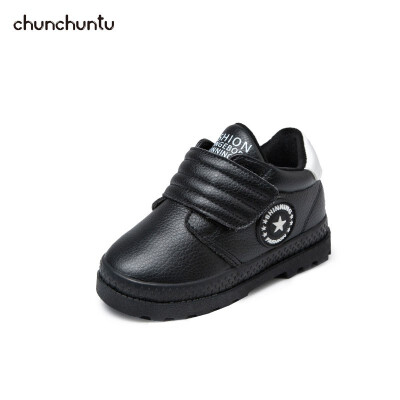 

chunchuntu 2018 Winter Children Black Casual Trainer Baby Girl Fashion Sport Sneaker Boy Brand Pu Leather Warm Shoe X3796