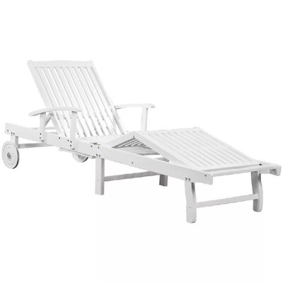 

Sunlounger Solid Acacia Wood 200x68x86 cm White