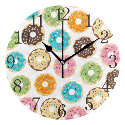 

Wall Clock Arabic Numerals Design Cute Donuts Round