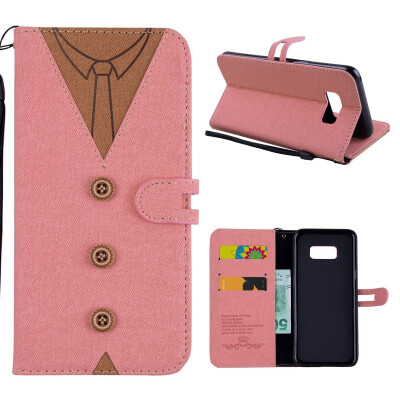 

MOONCASE Samsung Galaxy S8 stitching embossed mens leather case - powder