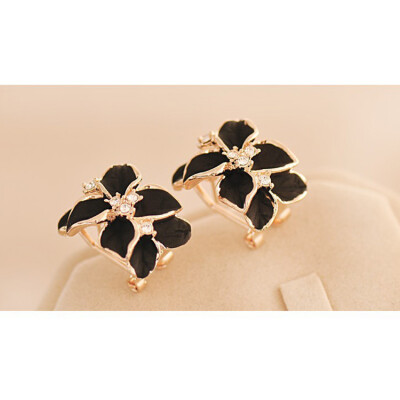 

MyMei Cute Lady Flower Crystal Ear Stud Earrings Jewelry Rhinestone Fashion 2 Pairs