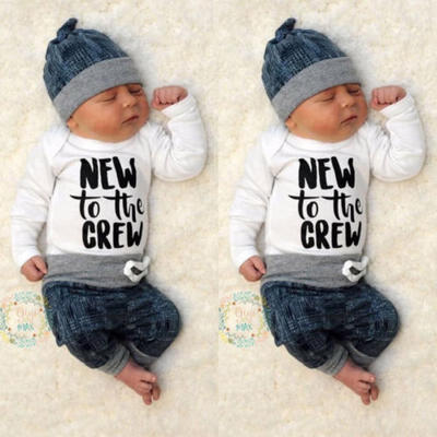 

Newborn Infant Kid Baby Boy Girl 3pcs Clothes Jumpsuit Romper Long Pants Outfit