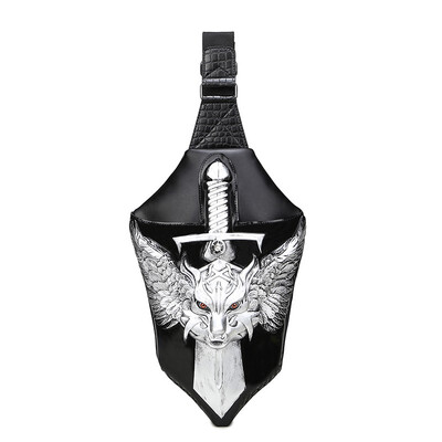 

3D Mens Leather Shoulder Bag Cool Cross Small Body Bag Silver Black Gold Fashion Vintage Bags 2012 Halloween Messenger Mini Bags