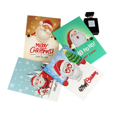 

UpperX Christmas Cards 5D DIY Diamond Painting Round Drill Greeting Thank You Cards Creative 4 Packs A