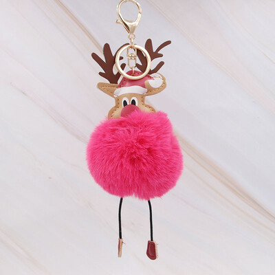 

Cute Christmas Gift Deer Keychain for Women Pom Pom Ball Keychains