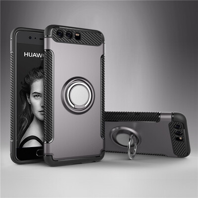 

Fecoprior Back Cover For Huawei P10 Case Car Holder Stand Hard PC Silicon Ring Suction Bracket Celulars