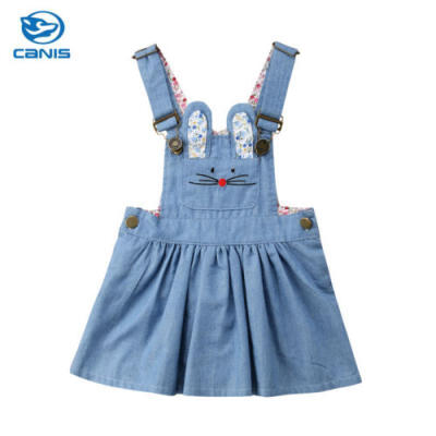 

Hot Toddler Infant Kids Girl Rabbit Denim Skirt Casual Dresses One-Piece Costume