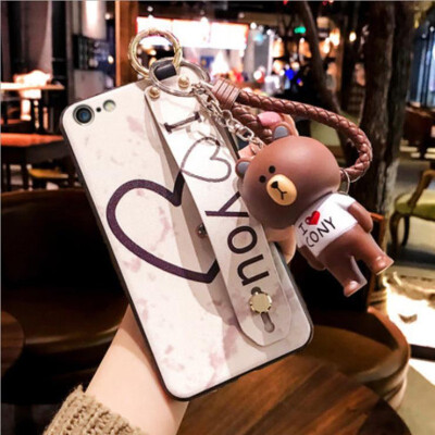 

For iPhone6S Plus Phone Cases 2018 new Arrival Fashion Covers Soft TPU With Wristband Kickstand Hand rope Small Bear case