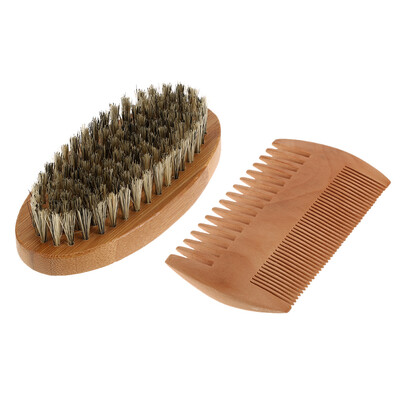 

Mens Beard Brush & Comb Kit Boar Bristles Mustache Shaving Brush Bamboo Beard Comb Male Facial Hair Brush Set
