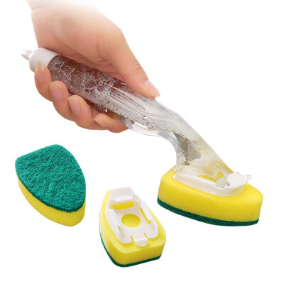 

1 set Hand-held Cleaning Brush With Refill Liquid Soap Dispenser washing Bowl Dish sponge pot cleaner sink Window cleaning tools