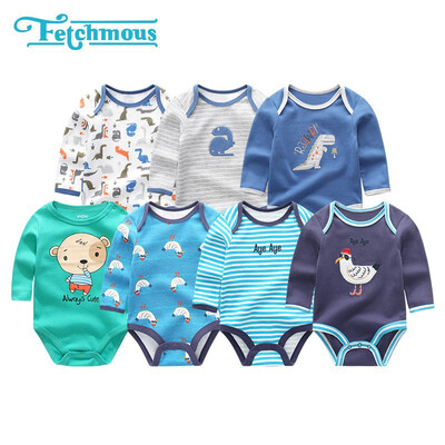 

7PCSLot Unicorn Full Sleeve Newborn Baby Girls Clothes Rompers Babywear Bodysuists One Pieces Baby Boys Clothes Cotton O-Neck