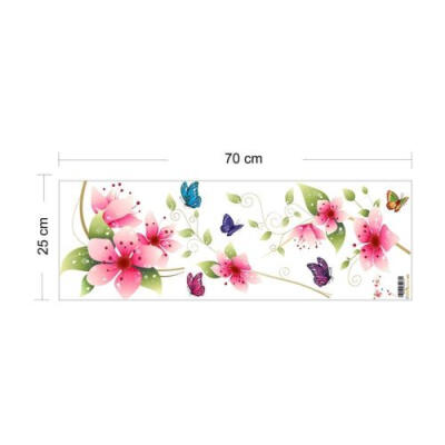 

Butterfly Flower Vine Wall Stickers PVC Vinyl Art Home Room Wall Decals 25X70cm