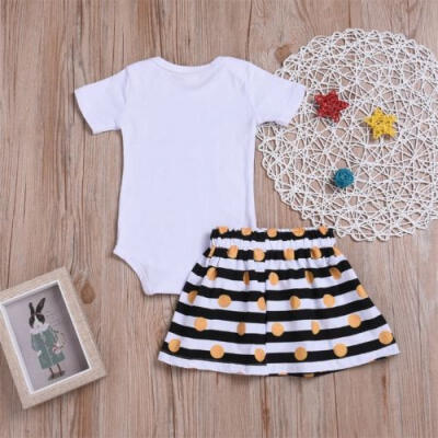 

Newborn Baby Girl Casual Romper Tops Tutu Skirt Outfits Clothes 2pcs Set