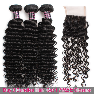 

Ishow Hair Biggest Sale Buy 3 Bundles Deep Wave Hair Get 1 Free Lace Closure