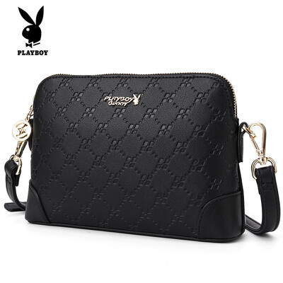 

Playboy PLAYBOY trend handbags diagonal package Europe&the United States fashion casual shoulder bag black Korean shell bag Lingge small bag