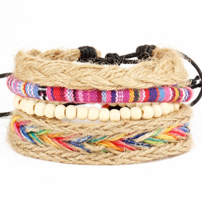 

New Fashion Bead Leather Bracelets & bangles for Woven 34 pcs 1 Set Multilayer Wristband Vintage Handmade Bracelet Men Pulseira