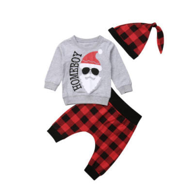 

UK Newborn Baby Boy Homeboy T shirt TopsLong Pants Hat 3pcs Outfits Set Clothes