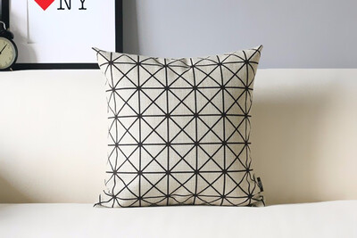 

Black White Geometric Patterns Fine Linen Cushion Simple Plaid Home Decorative Pillows 45x45cm Seat Back Cushion Pillowcase