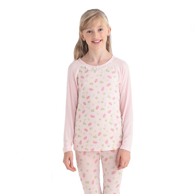 

VIV & LUL children's underwear sets girls autumn clothes autumn pants suit modal DL117164 pink at the end of full print 110cm