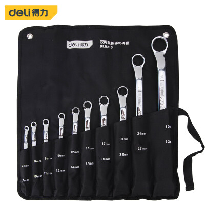 

Deli deli mirror double plum wrench set plum wrench 10 piece set 55-32mm DL0210