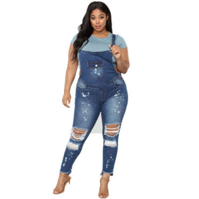 

Womens Jeans Jumpsuit Leggings Bib Overall Ripped Denim Pants Plus Size Trouser