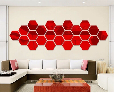 

12pcs Geometric Hexagon Modern 3D Mirror Geometric Hexagonal Plastic Wall Sticker DIY Art Home Room Decor