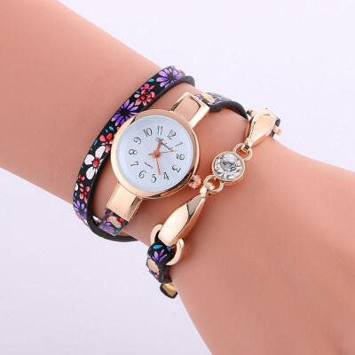 

Womens Watches Charm PU Leather Chain Quartz Diamond Bracelet Ladies Wristwatch