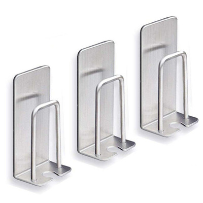 

UpperX Self-Adhesive Toothbrush HolderStainless Steel Wall Mounted Toothpaste Holder Organizer for Bathroom or Kitchen 3 Pack