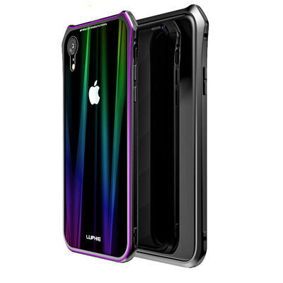 

Colorfull Laser Bling Glitter Phone Case For iPhone  XR X 8 7 Plus Magnetic Metal Frame Shell Glass Cover For iPhone  Case