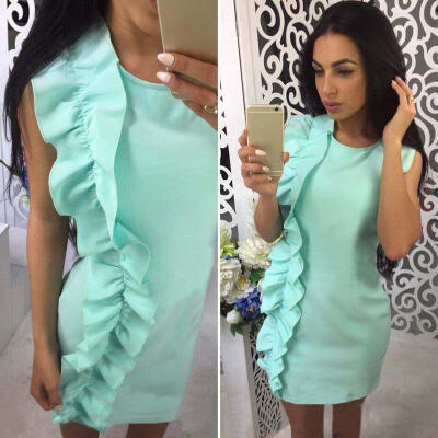 

Women Ruffle Short Sleeve Dress Cocktail Party Evening Dress Formal Prom Dresses