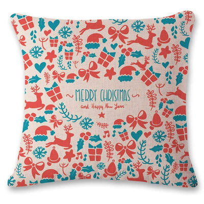 

UpperX Vintage Printing Christmas Sofa Bed Home Cafe Decor Pillowcase Square Linen Throw Pillow Cover Invisible Zipper45x45cmK