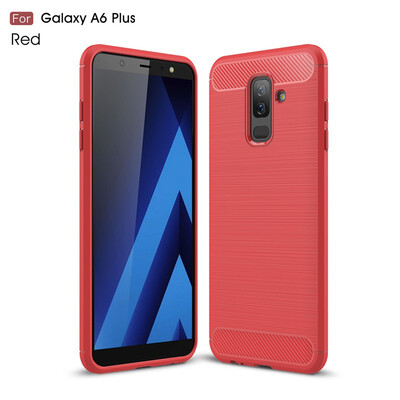 

Fivice Samsung Galaxy A6 PLUS case Luxury brushed carbon fiber TPU soft shell