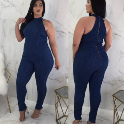 

Casual Womens Bodycon Jumpsuit Jeans Denim Rompers Overalls Trousers Long Pants