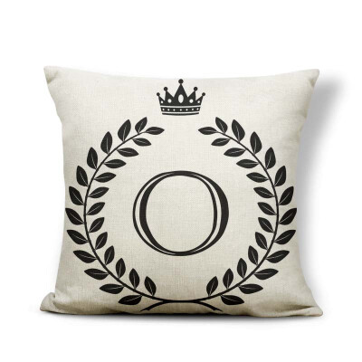 

Alphabet Letter A-Z Cushion Covers Family Initial King Queen Crown Pillow Case School Home Gifts Toss Pillow Large Cotton Linen