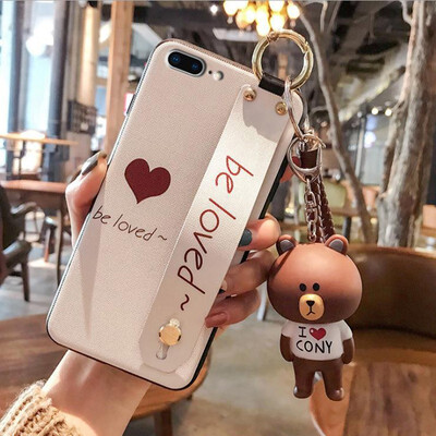 

Phone Cases For iPhone7 Plus 2018 new Arrival Fashion Covers Soft TPU With Wristband Kickstand Hand rope Small Bear case