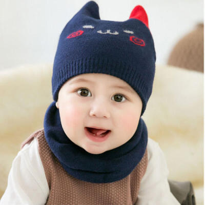 

UK Baby Boy Girl Winter Warm Knitted Cat Hat Newborn Infant Kids Beanie Cap