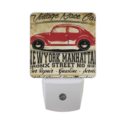 

ALAZA LED Night Light With Smart Dusk To Dawn SensorVintage Red Car Plug In Night Light