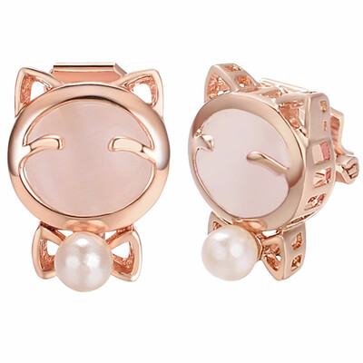 

Yoursfs Opal Cat-Kitten Shaped Stud Earrings Tiny Pink Kitten Cat Earrings for Women Pendientes Mujer