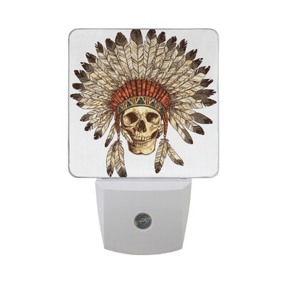 

ALAZA LED Night Light With Smart Dusk To Dawn SensorHuman Skull And Barded Wire Marijuana Leaves Plug In Night Light