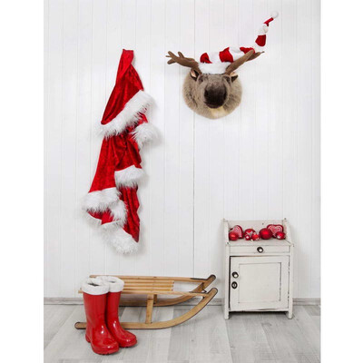 

Santas Red Clothes Photo Backdrop 57FT Vinyl Fabric Cloth Digital Printing Photo Background st-626