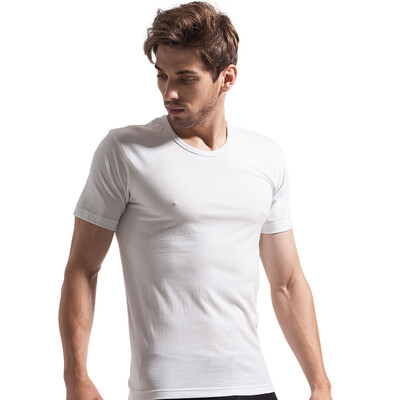 

Seven wolves men short sleeve T-shirt round neck cotton pure color cotton sweater 98713 white M