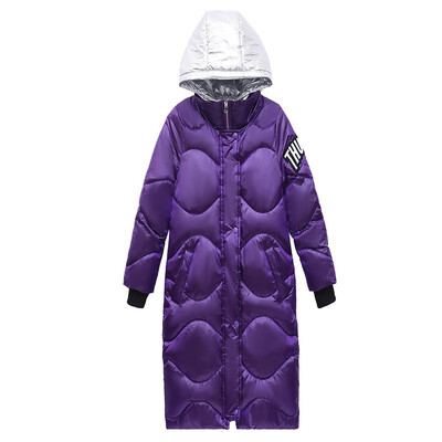 

Winter new medium long thick over the knee down cotton coat 90230